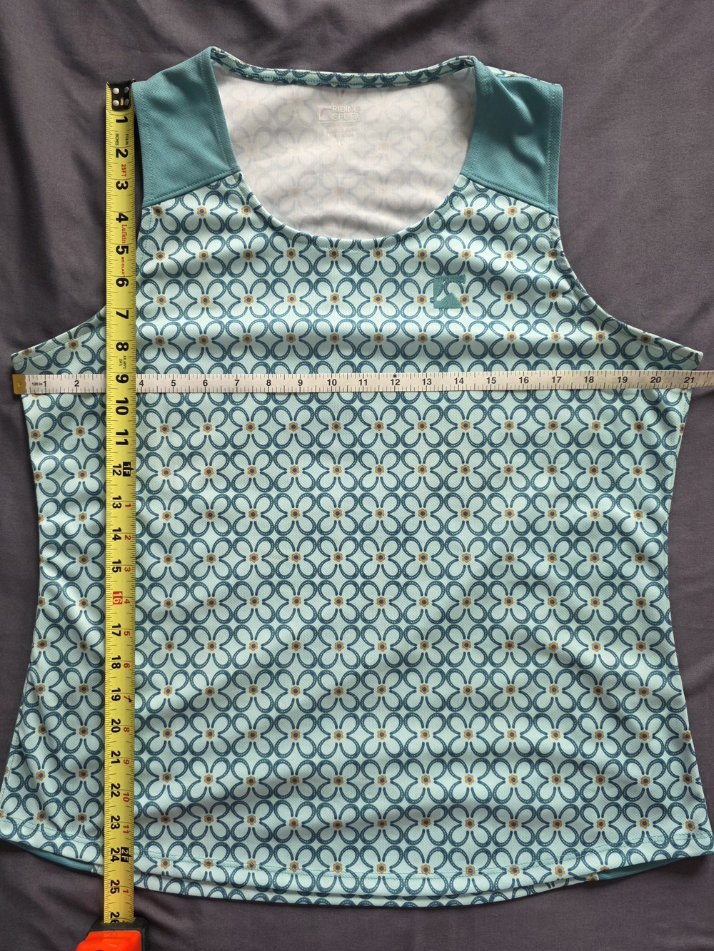 Equestrian Sleeveless Horseshoe Pattern Performance Tank Top - Teal